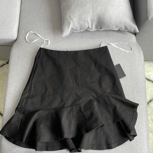 Black asymmetric ruffle skirt